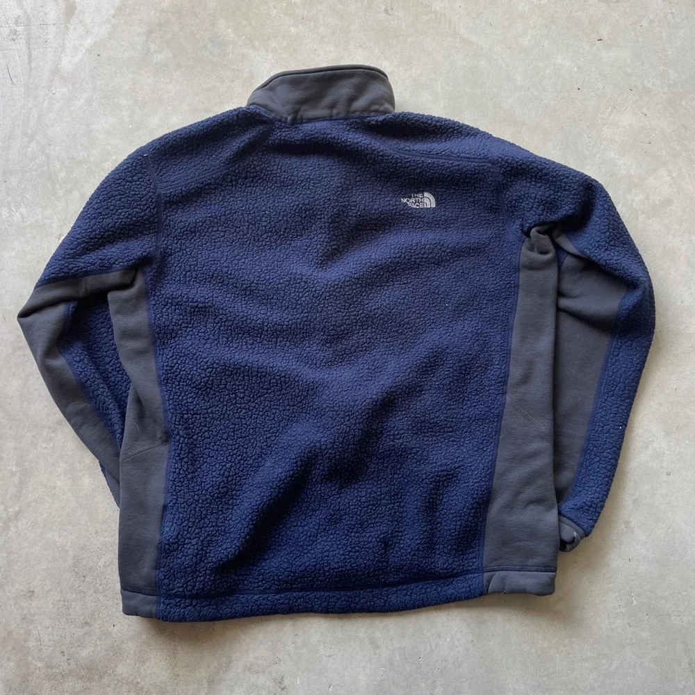 The North Face Summit Series Mens Fleece Jacket Navy Blue Sherpa Full Zip Large